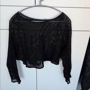 Zara Black Mesh Long Sleeve Top